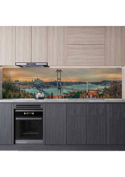 Mutfak Tezgah Arası Folyo Fayans Kaplama Folyosu Istanbul Köprü 60X400 cm modelleri