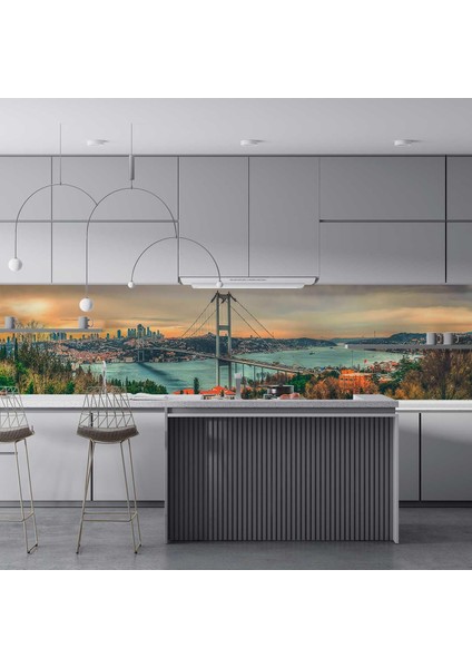 Mutfak Tezgah Arası Folyo Fayans Kaplama Folyosu Istanbul Köprü 60X400 cm fırsatları