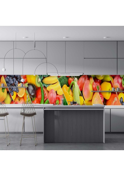 Mutfak Tezgah Arası Folyo Fayans Kaplama Folyosu Sebze Meyve Kolaj 60X500 cm fırsatları