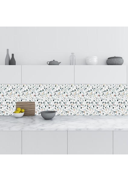 Mutfak Tezgah Arası Folyo Fayans Kaplama Folyosu Terrazzo Döşeme 60X400 cm
