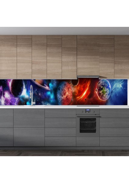 Mutfak Tezgah Arası Folyo Fayans Kaplama Folyosu Uzay Sahnesi 60X500 cm fiyatları