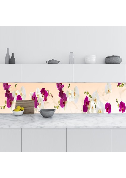 Mutfak Tezgah Arası Folyo Fayans Kaplama Folyosu Orkide Panoramik 60X100 cm