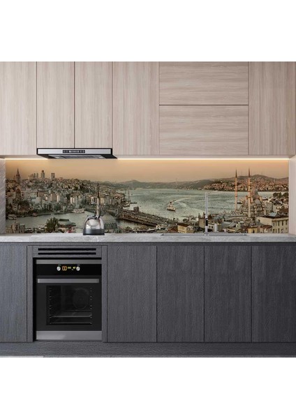 Mutfak Tezgah Arası Folyo Fayans Kaplama Folyosu Panoramik Istanbul 60X300 cm modelleri