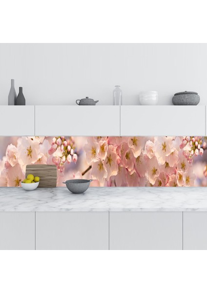 Mutfak Tezgah Arası Folyo Fayans Kaplama Folyosu Açan Çiçekler 60X100 cm