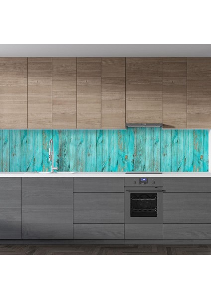 Mutfak Tezgah Arası Folyo Fayans Kaplama Folyosu Mavi Ahşap 60X400 cm fiyatları