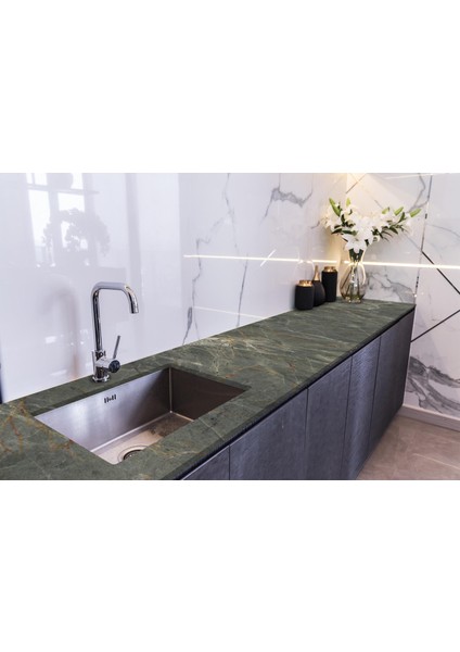 Tezgah Üstü Fayans Kaplama Folyosu Mutfak Tezgahı Kaplama Natural Marbel Stone 70 cm x 4 Metre