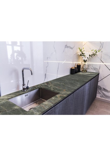 Tezgah Üstü Fayans Kaplama Folyosu Mutfak Tezgahı Kaplama Natural Marble Stone 70 cm x 3 Metre