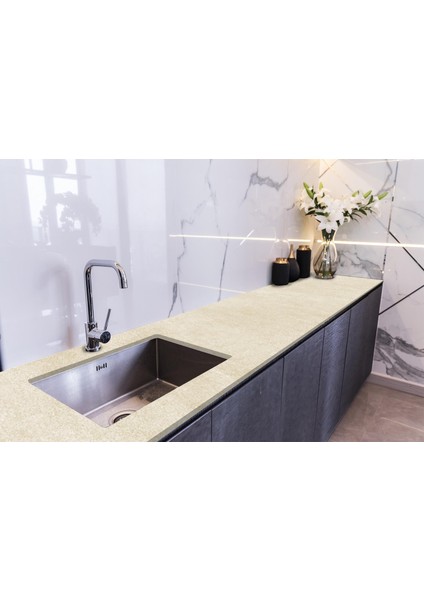 Tezgah Üstü Fayans Kaplama Folyosu Mutfak Tezgahı Kaplama Natural Italian Marble 70 cm x 3 Metre