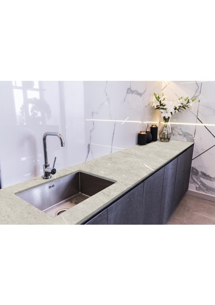 Tezgah Üstü Fayans Kaplama Folyosu Mutfak Tezgahı Kaplama Slab Marble Design 70 cm x 2 Metre