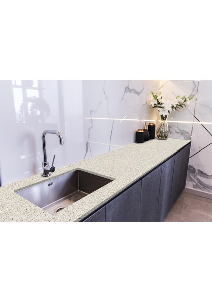 Tezgah Üstü Fayans Kaplama Folyosu Mutfak Tezgahı Kaplama Rustik Granit Doku 70 cm x 5 Metre