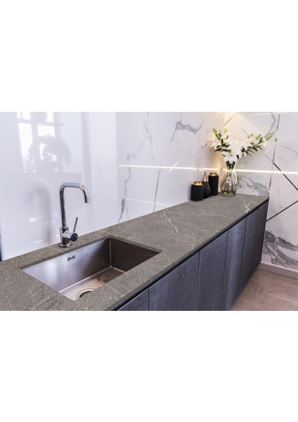 Tezgah Üstü Fayans Kaplama Folyosu Mutfak Tezgahı Kaplama Slab Marble 70 cm x 1 Metre