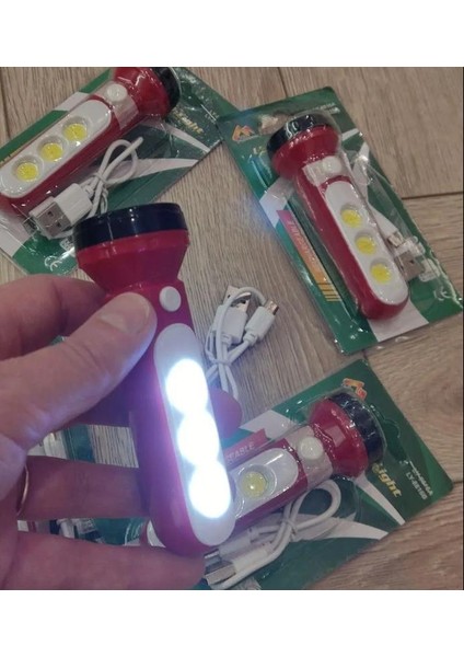 Ultra Güçlü USB Şarjlı Yeşil El Feneri Kamp Feneri Avcılık Feneri
