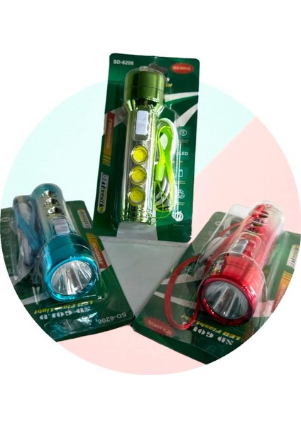 Ultra Güçlü USB Şarjlı Yeşil El Feneri Kamp Feneri Avcılık Feneri