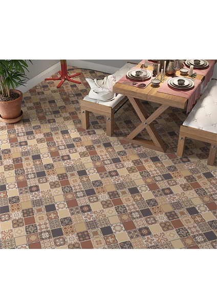 Yer Kaplama Zemin Kaplama Folyosu 65X130 cm Kahverengi Renkli Fayanslar