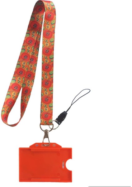 Yaka Kartı Boyun Askı Ipi Kart Askı Ipi Telefon Aparatı Turuncu Plastik Yatay Kartlık