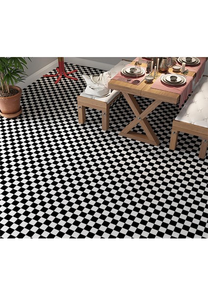 Yer Kaplama Zemin Kaplama Folyosu 65X130 cm Siyah Beyaz Kareler