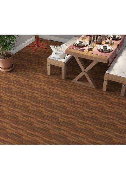 Yer Kaplama Zemin Kaplama Folyosu 65X130 cm Dark Brown Wood