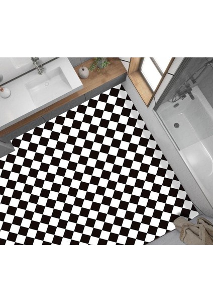 Yer Kaplama Zemin Kaplama Folyosu 65X130 cm Siyah Beyaz Çapraz Desen fiyatları