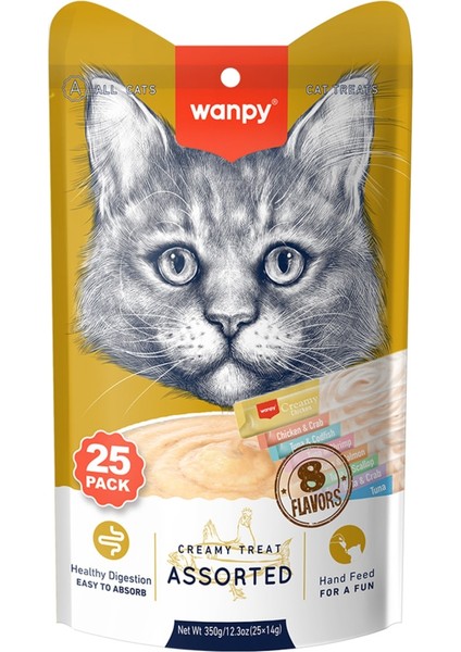Karışık 8 Lezzetli Krema Kedi Ödülü 25X14 gr x 2 Adet