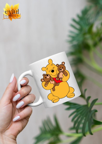 Winnie The Pooh Temalı Sevimli Eğlenceli Özel Tasarım Baskılı Kupa Bardak Hediye Bardak