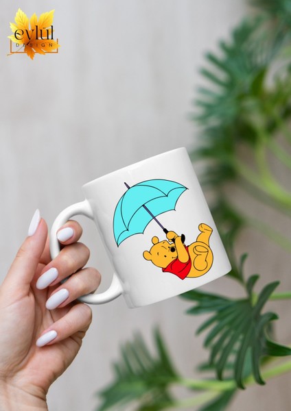 Winnie The Pooh Temalı Sevimli Eğlenceli Özel Tasarım Baskılı Kupa Bardak Hediye Bardak