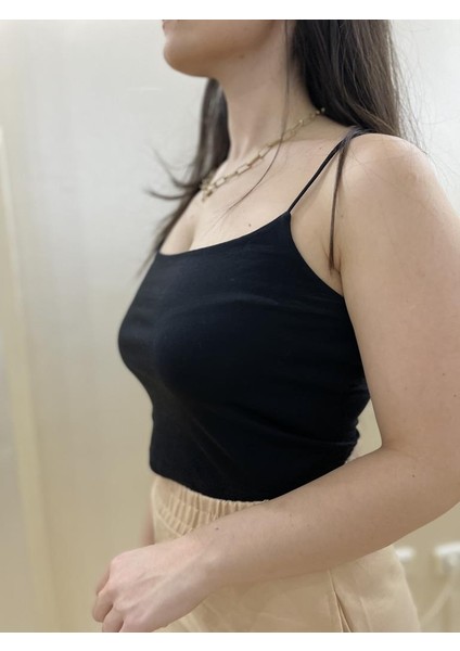 Kadın Pamuklu Crop Top Askılı Büstiyer