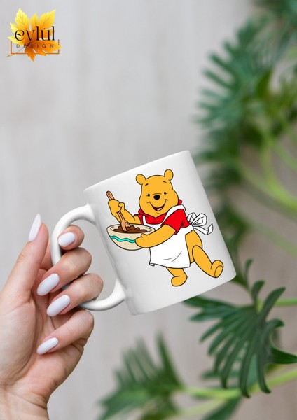 Winnie The Pooh Temalı Sevimli Eğlenceli Özel Tasarım Baskılı Kupa Bardak Hediye Bardak