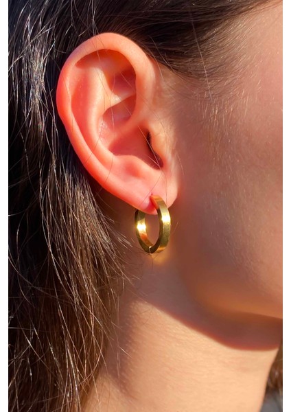 Kadın Gold Halka Çelik Küpe Paslanmaz Çelik 16 mm Küpe