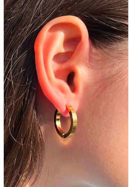 Kadın Gold Halka Çelik Küpe Paslanmaz Çelik 16 mm Küpe fırsatları