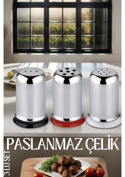 3 Lü Set Tuz Karabiber Nanelik Paslanmaz Çelik