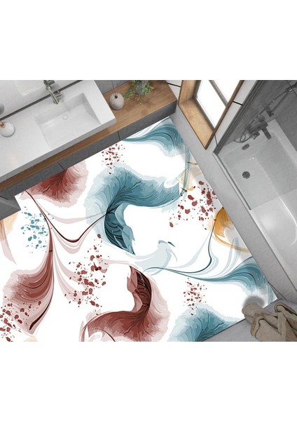 Yer Kaplama Zemin Kaplama Folyosu 65X130 cm Soyut Suluboya