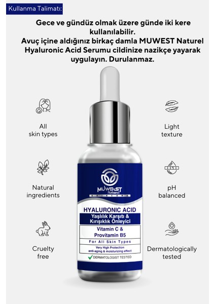 Naturel Hyaluronic Acid Vitamin C Provitamin B5 Serumu