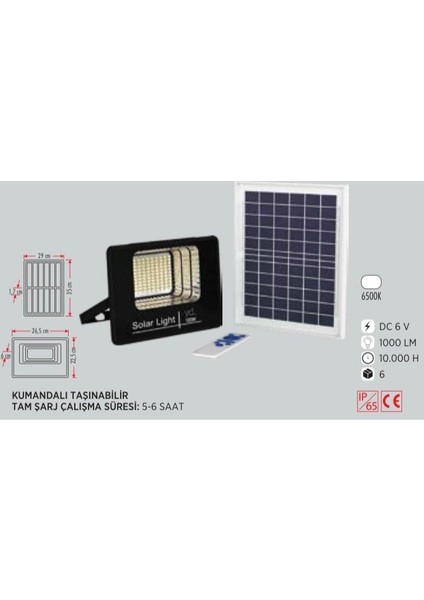100 W Kumandalı Solar LED