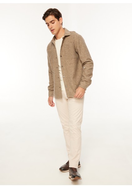Relaxed Gömlek Yaka Düz Kahve Erkek Gömlek F3WM-GML118 fiyatları