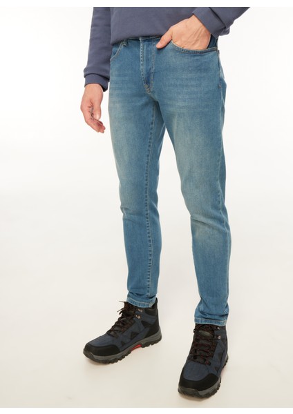 Normal Bel Dar Indigo - Taş Erkek Denim Pantolon TC5002