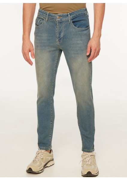 Normal Bel Dar Açık Mavi Erkek Denim Pantolon TC5001