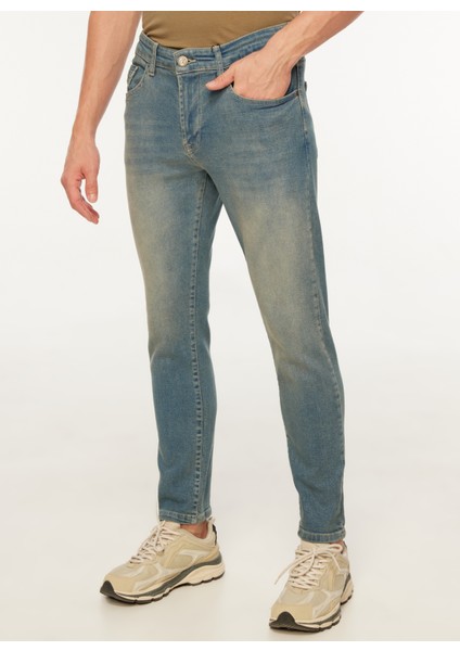 Normal Bel Dar Açık Mavi Erkek Denim Pantolon TC5001