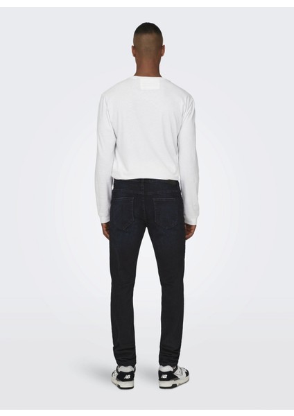 Yüksek Bel Dar Erkek Denim Pantolon 22026921_ONSLOOM Slım Blue Black 69 modelleri