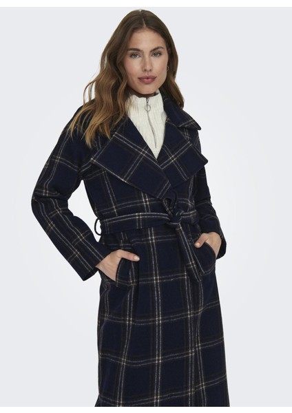 Lacivert Kadın Kaban Onlpatrıcıa Check Wool Coat Otw modelleri