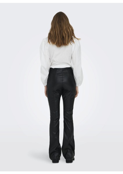 Yüksek Bel Geniş Fit Siyah Kadın Pantolon Onlıdına Hw Fau Leat Flare Pant cc fiyatları