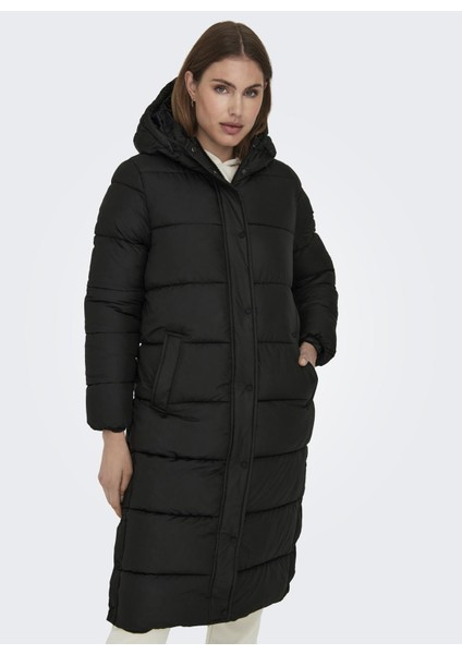 Siyah Kadın Kaban Onlcammıe Long Quılted Coat cc Otw