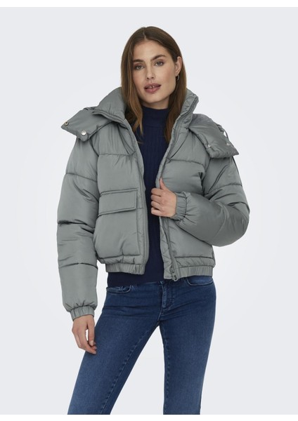 Açık Mavi Kadın Mont Onlevı Cargo Puffer Jacket Otw