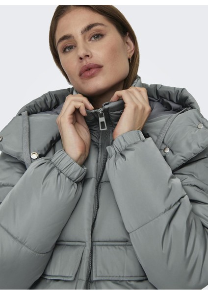 Açık Mavi Kadın Mont Onlevı Cargo Puffer Jacket Otw