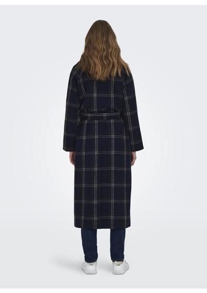 Lacivert Kadın Kaban Onlpatrıcıa Check Wool Coat Otw