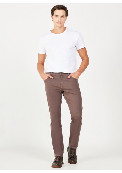 Normal Bel Slim Fit Kahve Erkek Chino Pantolon W12S004220 Texas Slim Chino Pant