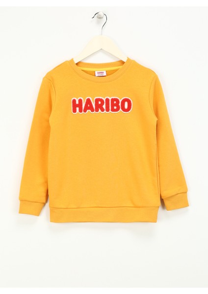 Işlemeli Kız Çocuk Hardal Sweatshırt HRBTXT308 Haribo Çocuk Sweatshirt