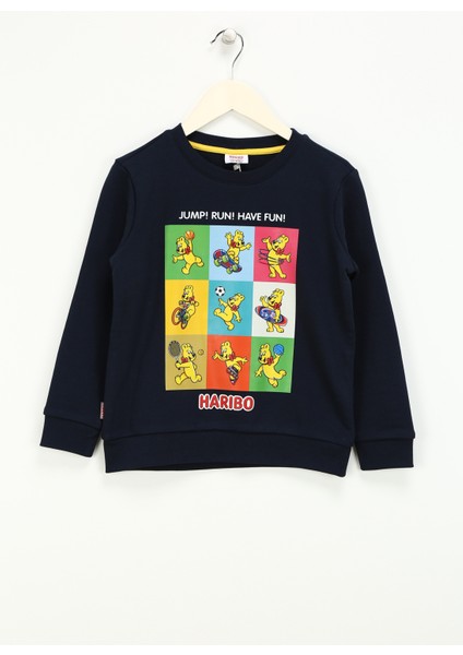 Baskılı Erkek Çocuk Lacivert Sweatshırt HRBTXT301 Haribo Çocuk Sweatshirt fiyatları