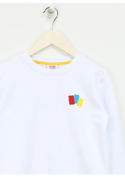 Kabartma Kız Çocuk Beyaz Sweatshırt HRBTXT300 Haribo Çocuk Sweatshirt