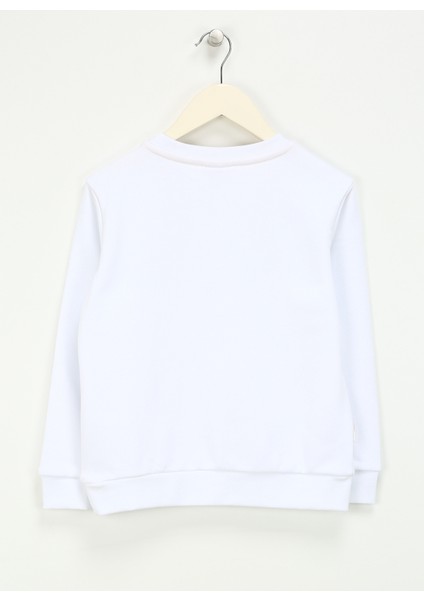 Kabartma Kız Çocuk Beyaz Sweatshırt HRBTXT300 Haribo Çocuk Sweatshirt modelleri