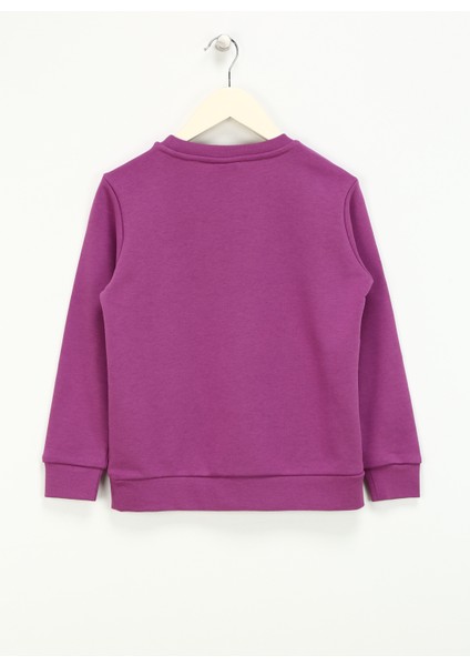 Işlemeli Kız Çocuk Lila Sweatshırt HRBTXT308 Haribo Çocuk Sweatshirt